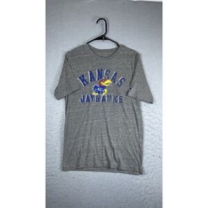 Kansas Jayhawks Shirt Mens Medium Gray NCAA College Champion Graphic Tee